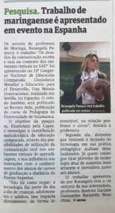 o trabalho da professora Rosangela Panucci foi destaque também nos jornais locais