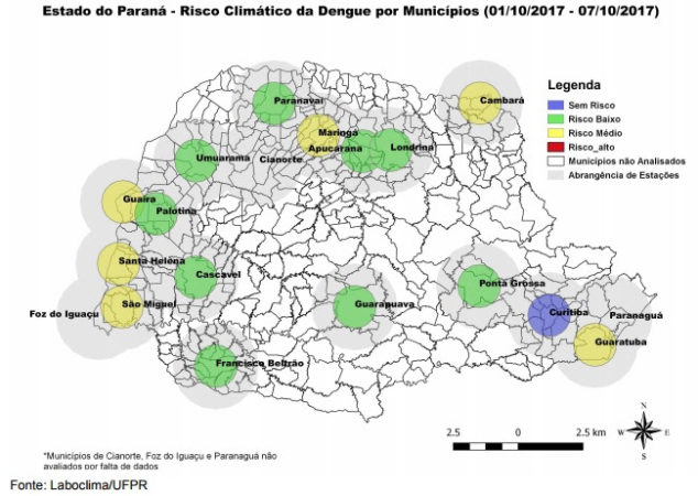 mapa parana dengue Notificações de dengue caem quase 80% em Maringá