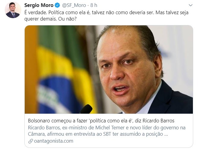 Foto de Sergio Moro comenta afirmação de Ricardo Barros