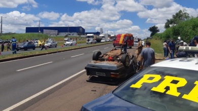 Foto de Acidente grave na BR-376, no contorno de Marialva, interdita rodovia