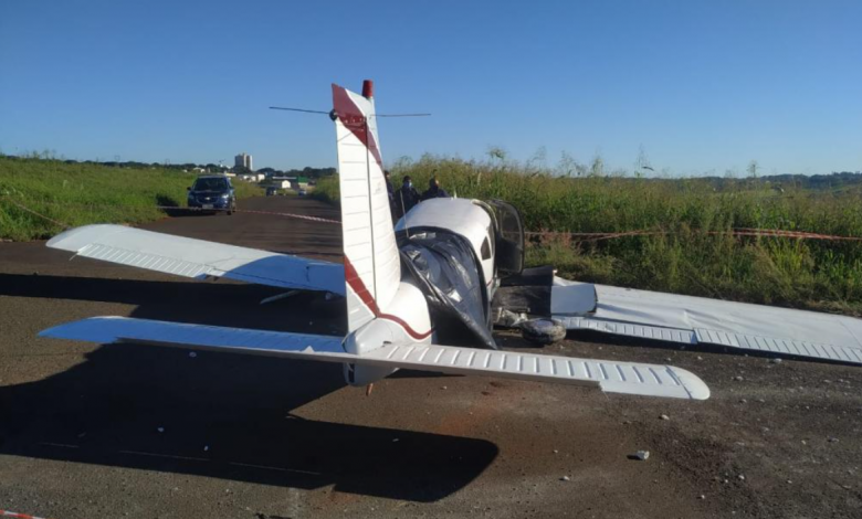 aviao queda Aeronave faz pouso de emergência próximo ao aeroporto de Maringá