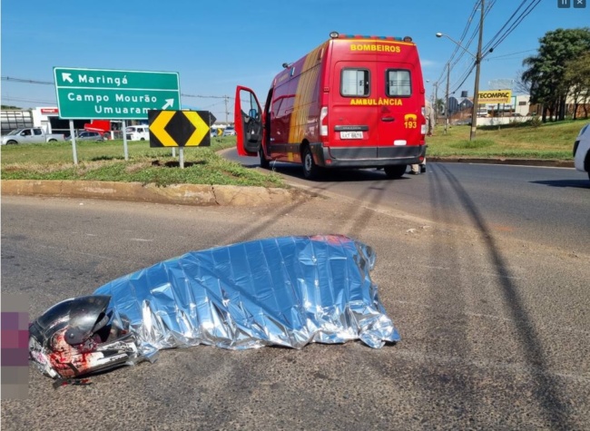 motociclista acidente e1625511164440 Motociclista de 34 anos morre após colisão com caminhão em Maringá