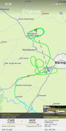 rota aviao azul Avião da Azul reportou problemas no trem de pouso ao se aproximar do aeroporto de Maringá