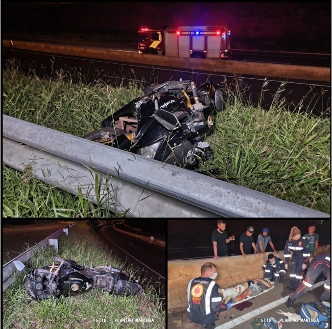 acidente moto Motociclista despenca de uma altura de 5 metros e cai no Contorno Norte