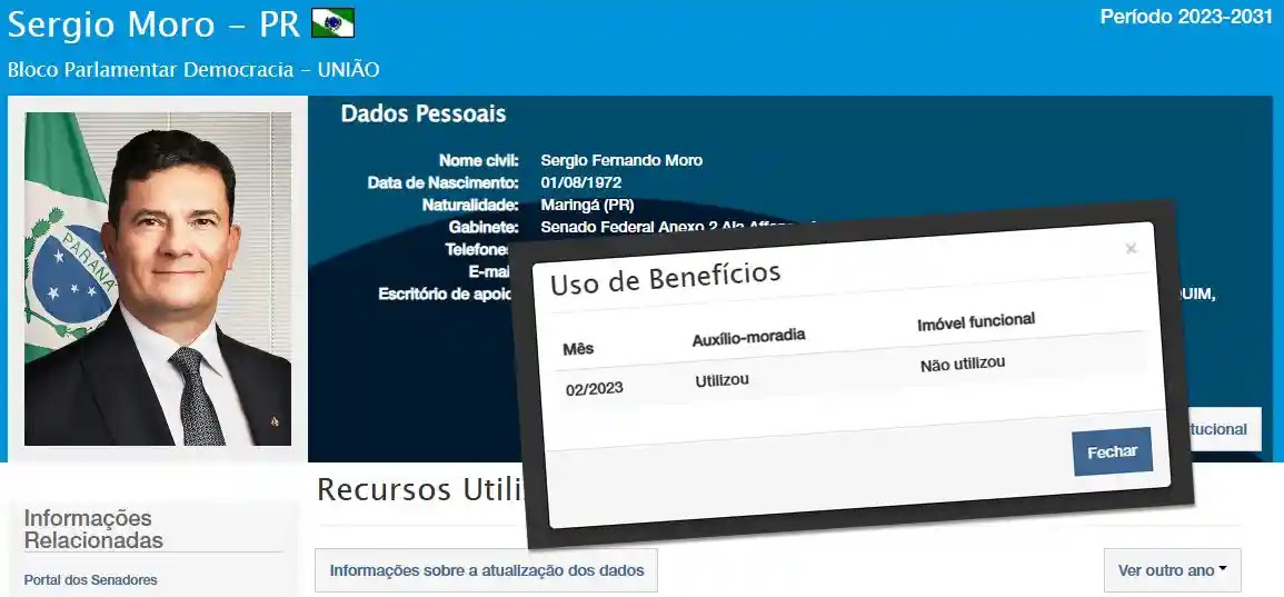 sergio moro Senador Sérgio Moro nega uso de auxílio-moradia