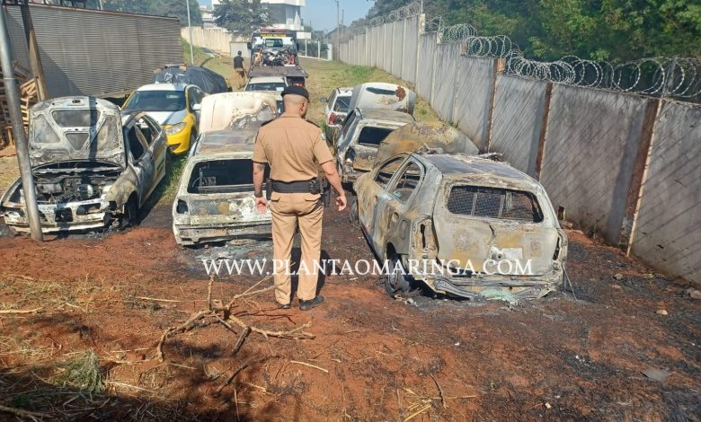 4 viaturas da Polícia Militar ficam destruídas após incêndio 1 viaturas queimadas 1 4 viaturas da Polícia Militar ficam destruídas após incêndio