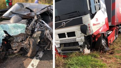 Foto de Colisão envolvendo carro e carreta termina em morte