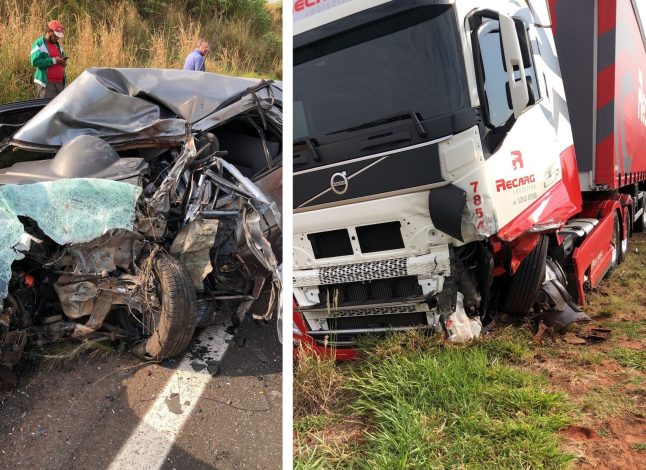 acidente e1696078393163 Colisão envolvendo carro e carreta termina em morte