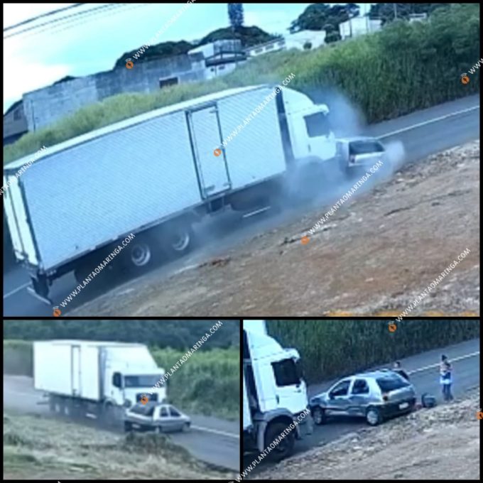 acidente e1707140361847 Carro com família é arrastado por caminhão após batida