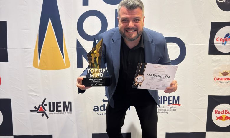 WhatsApp Image 2025 10 29 at 16.06.38 Maringá FM conquista pela 9ª vez o prêmio Top of Mind e reafirma liderança entre os maringaenses
