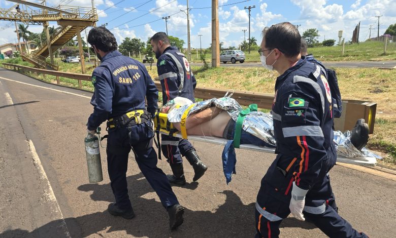 acidente moto mandaguacu Acidente entre moto e bicicleta deixa dois homens feridos em Mandaguaçu