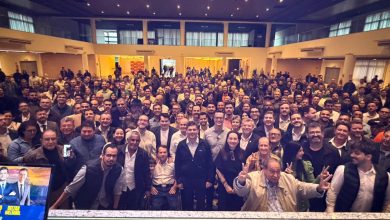 Foto de Sergio Moro, Delegado Jacovós, Deltan Dallagnol e Filipe Barros participam de encontro político em Maringá