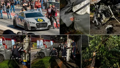 Foto de Carro de luxo achou uma árvore pela frente
