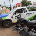 acidente carro moto Colisão violenta entre Falcon e veículo da Prefeitura de Floresta termina com dois feridos