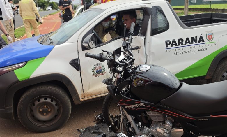 acidente carro moto Colisão violenta entre Falcon e veículo da Prefeitura de Floresta termina com dois feridos